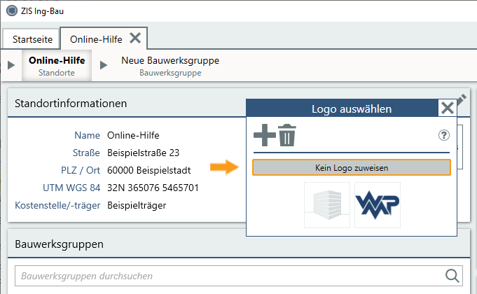 Maske Standort - kein Logo zuweisen