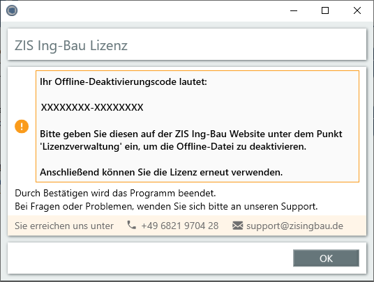 Offline-Deaktivierungscode