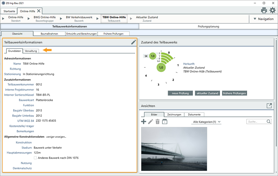 Teilbauwerksinformationen - Reiter Grunddaten