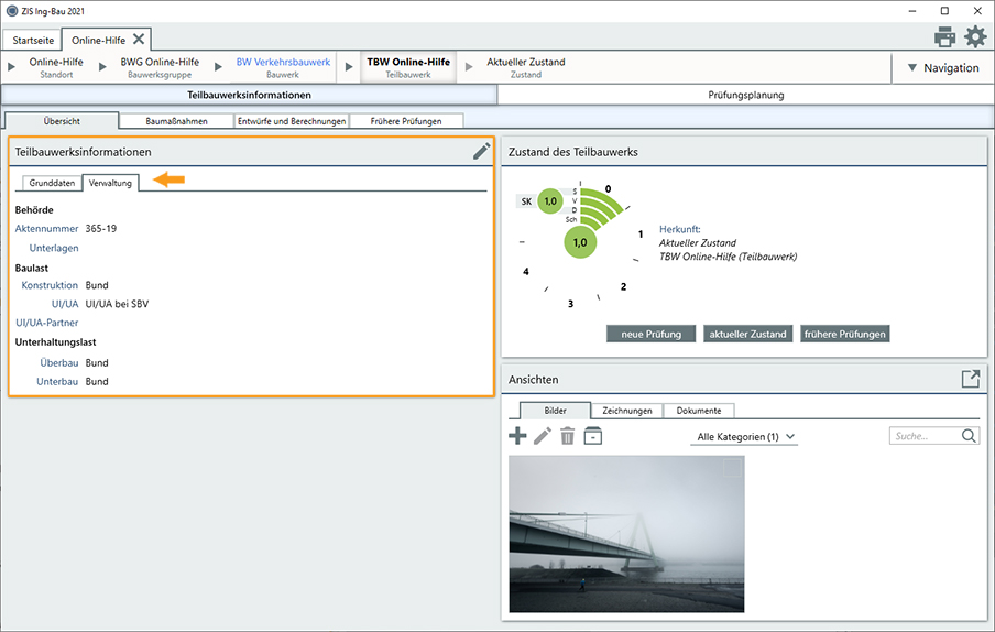 Teilbauwerksinformationen - Reiter Verwaltung