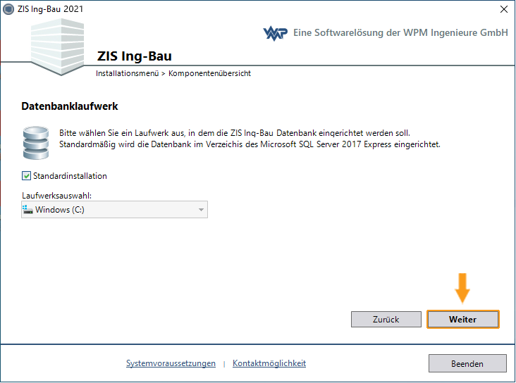 Datenbank Speicherverzeichnis