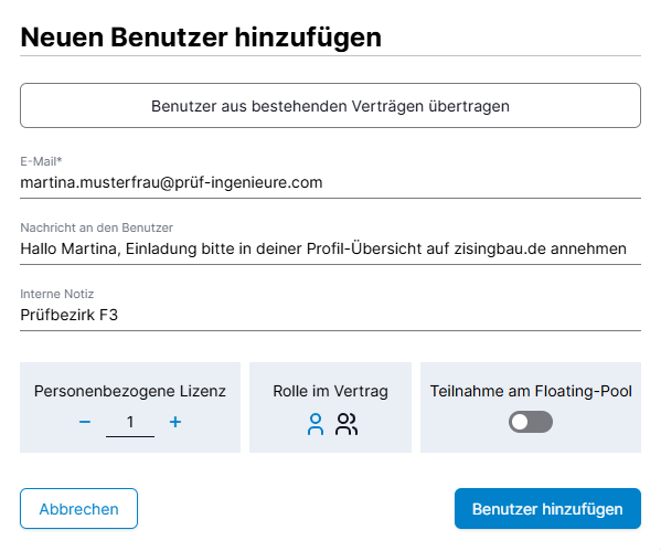 Neuen Benutzer hinzufügen - Fenster