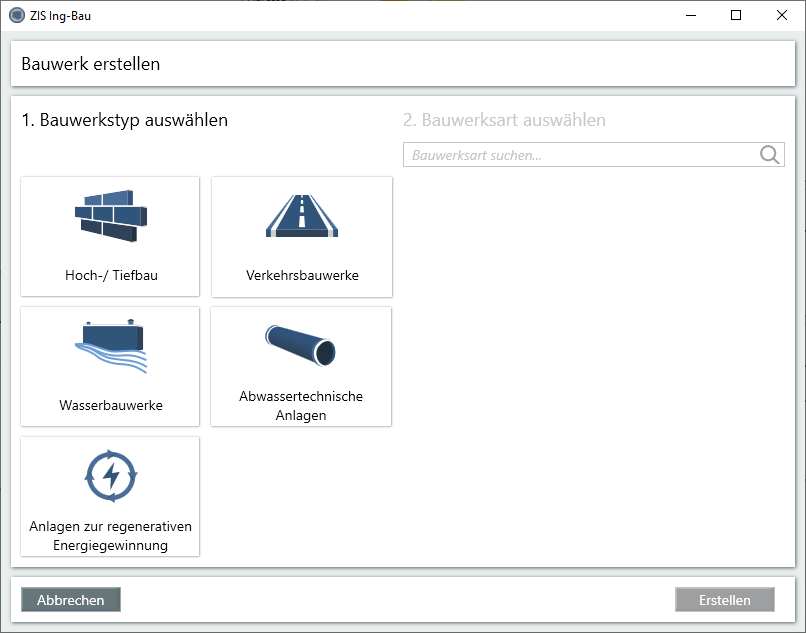 Bauwerkstyp wählen