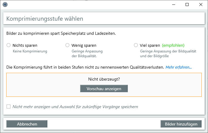 Komprimieren - Fenster