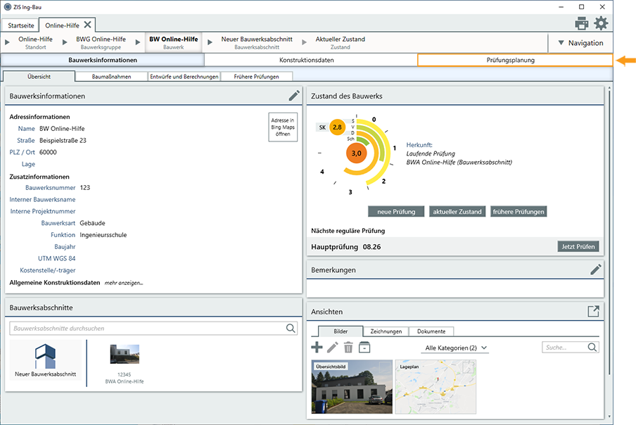 Bauwerksübersicht - Reiter Prüfungsplanung
