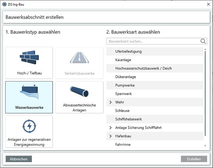 Bauwerkstyp Bauwerksabschnitt - Fenster