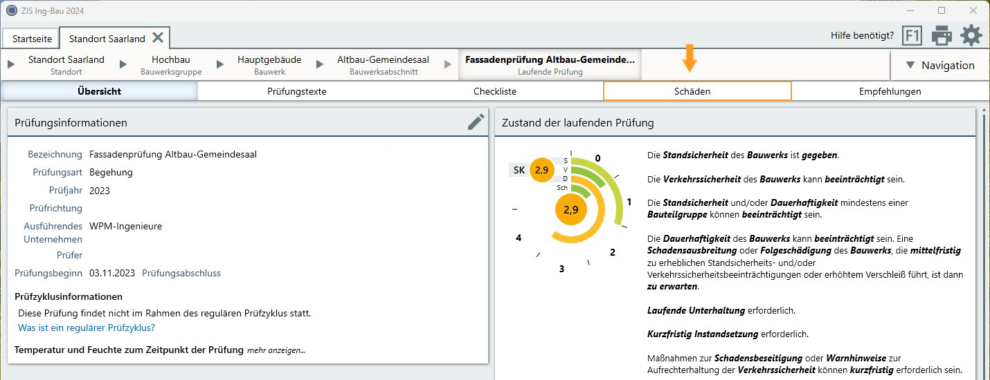 Prüfungsmaske zu Schadensmaske