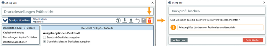 Druckprofil löschen