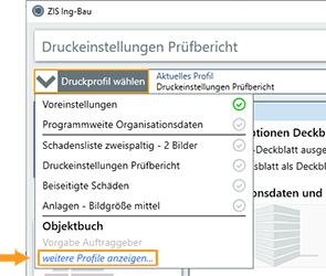 weitere Druckprofile anzeigen