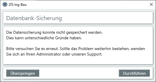 Datenbanksicherung erneut ausführen - Fenster