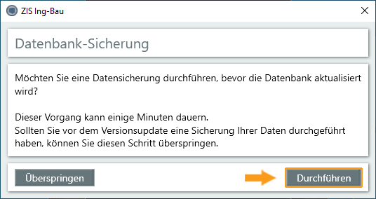 Datenbank sichern - Fenster