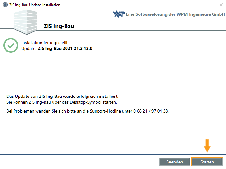 Update abgeschlossen - Fenster