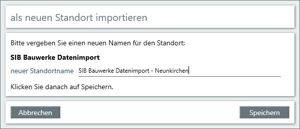 Kopieimport - Name vergeben