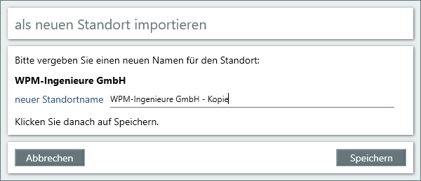 Kopieimport - Namen vergeben