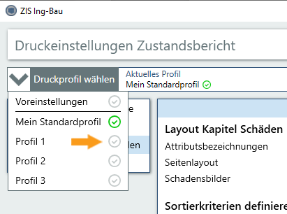 Druckeinstellungen - Neues Standardprofil