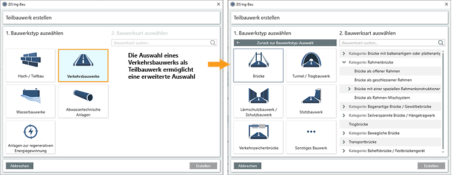 Teilbauwerk - Fenster Erweiterte Auswahl