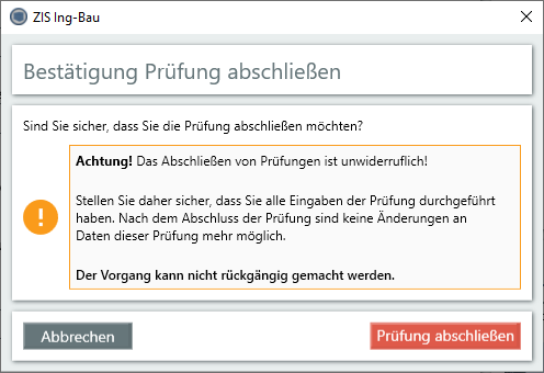 Prüfung abschließen