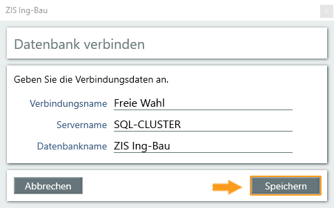 Datenbankverbindung speichern - Fenster