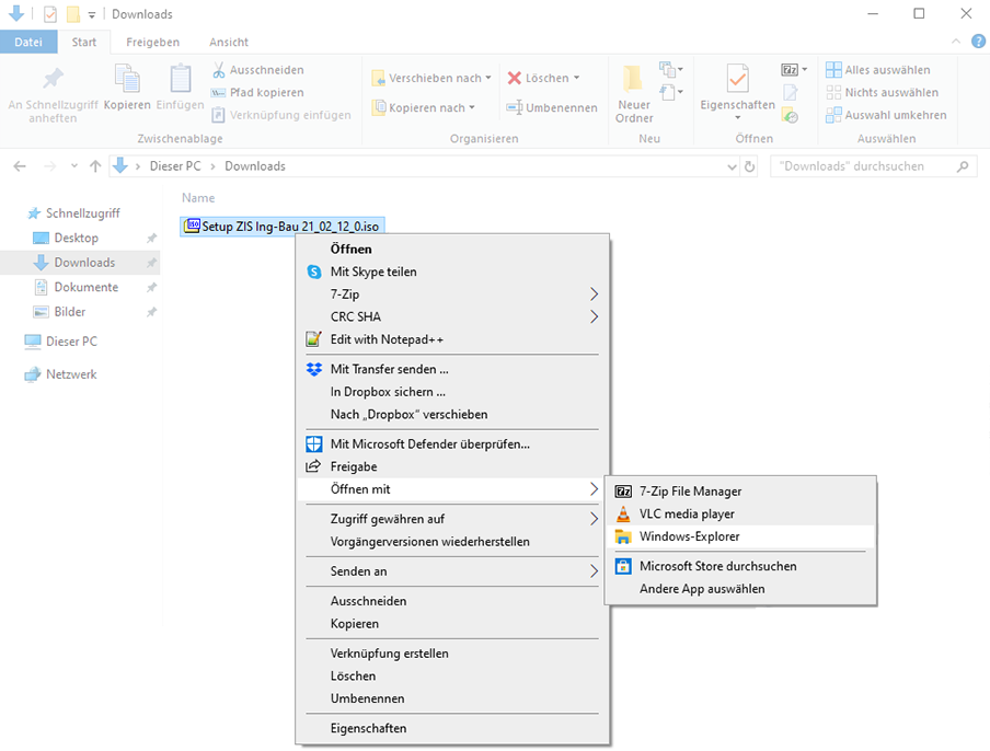 iso öffnen mit Explorer