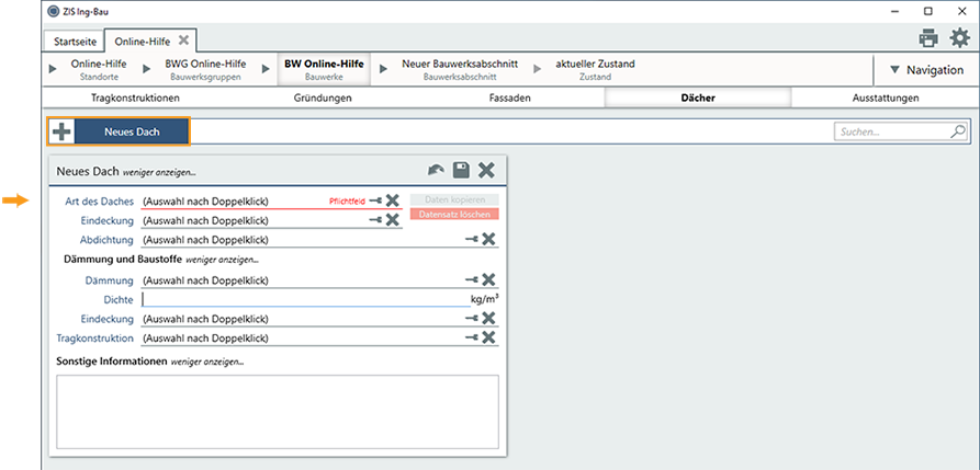Konstruktionsdaten erfassen - Dächer