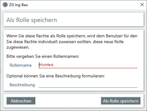 Als Rolle speichern