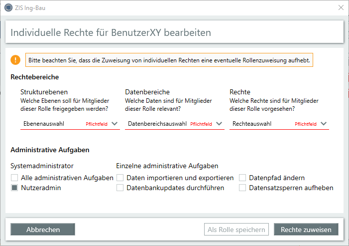 Individuelle Rechte zuweisen