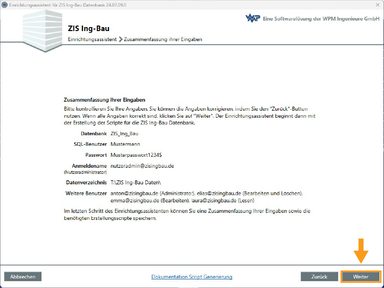 Einrichtungsassistent Script - Zusammenfassung