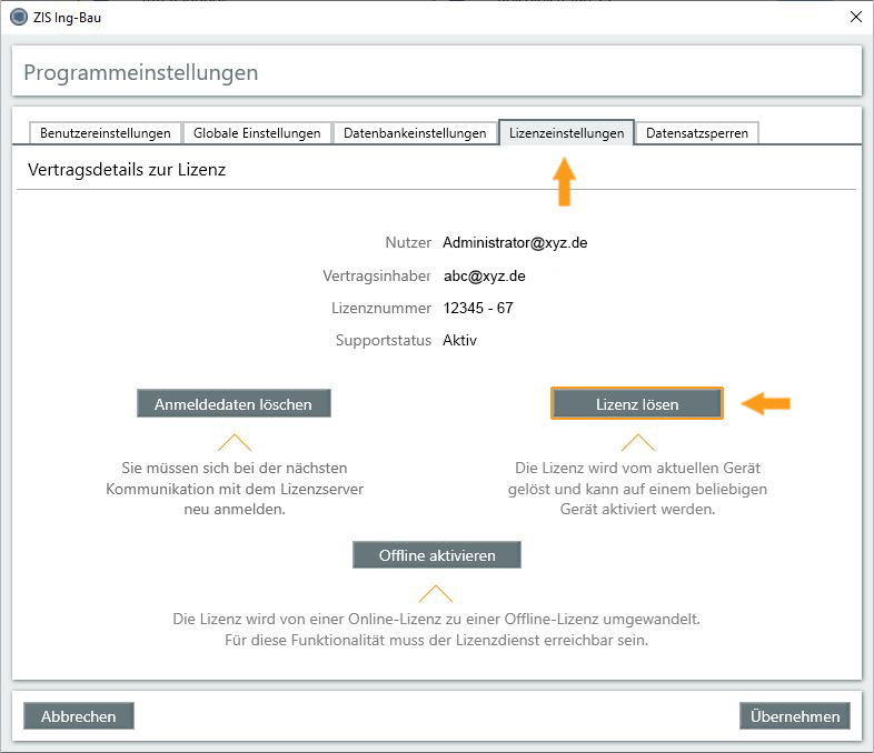 Lizenz Offline loesen