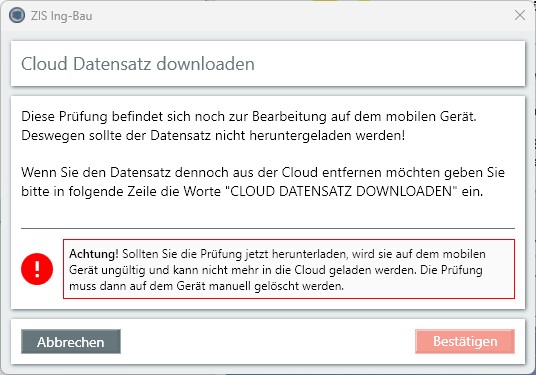 Laufende Prüfung - Cloud Download manuell