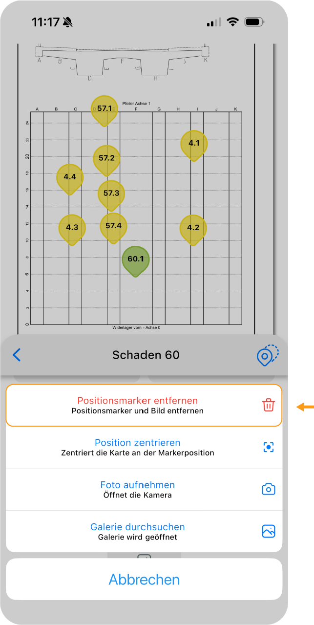 App - Positionsmarker entfernen