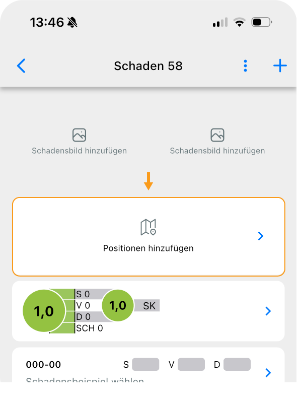 App - Schadensposition hinzufügen