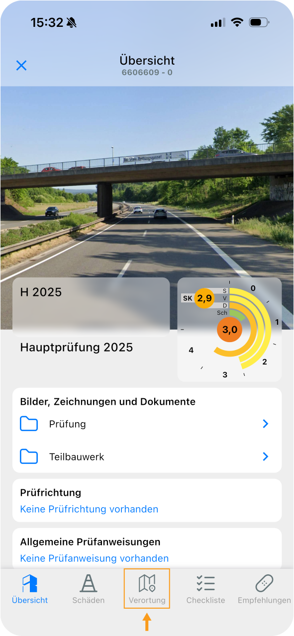 App - Schaden aus Liste verorten - Schritt 1