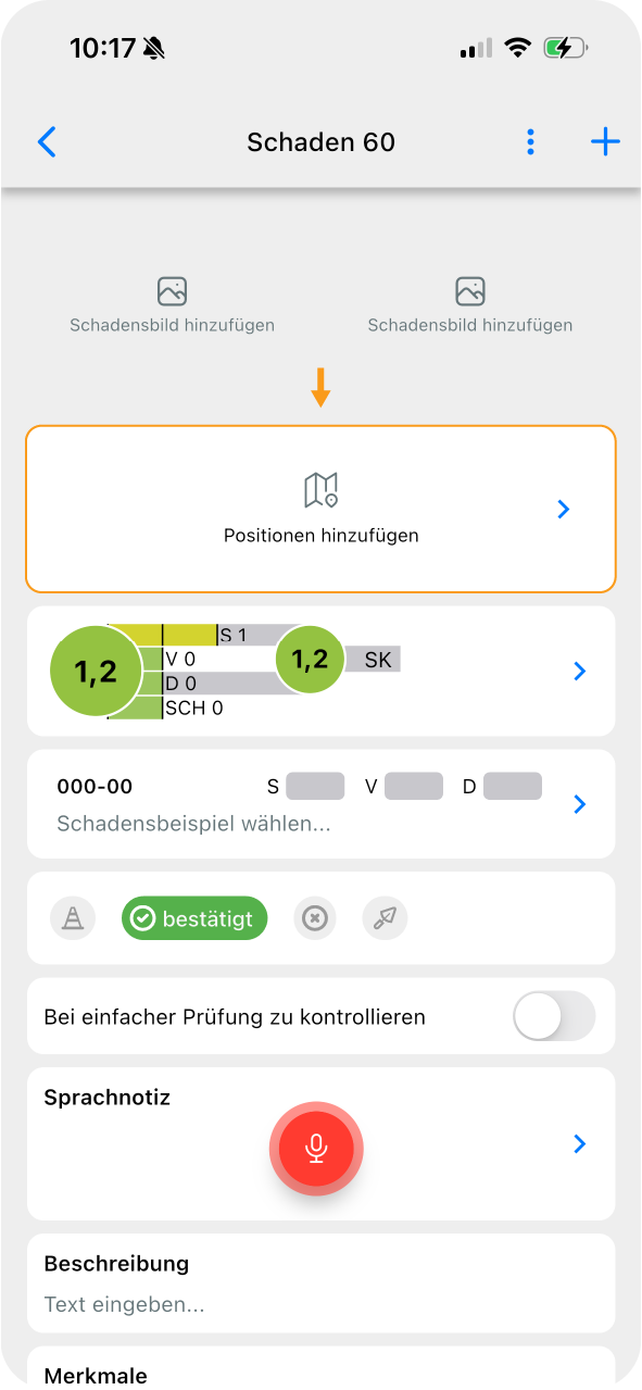 App - Schaden verorten - Schritt 1