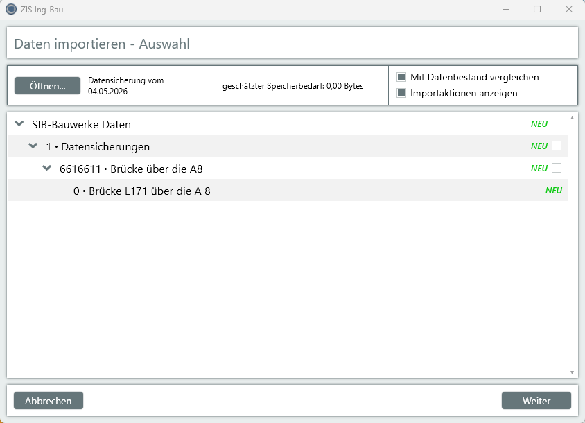 Import SIB-Bauwerke Datensatz