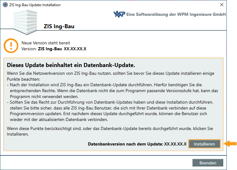 Update - Datenbankupdate neutral