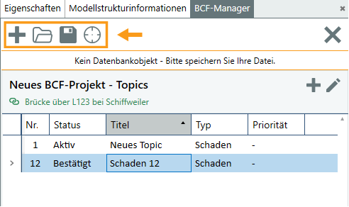 BCF Manager - Funktionsleiste