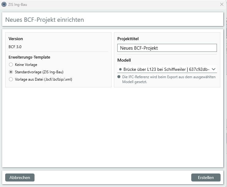 BCF - Neues Projekt einrichten