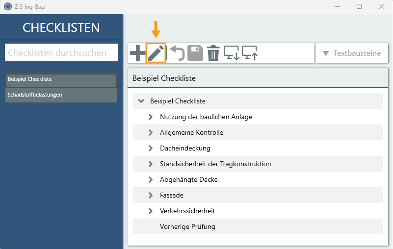 Checkliste bearbeiten 