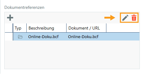 Dokumentreferenz bearbeiten oder löschen