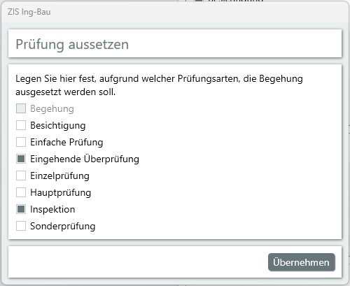[Prüfung aussetzen Fenster]