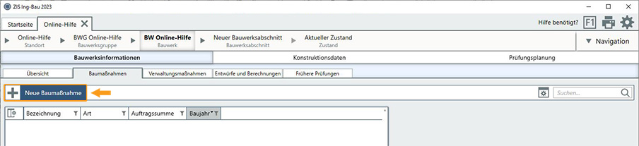 Neue Bauwerksinformationen erfassen 1